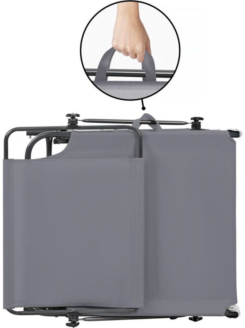 Lot de 2 bain de soleil pliable "Lazy" - Avec pare soleil Gris - Kiabi