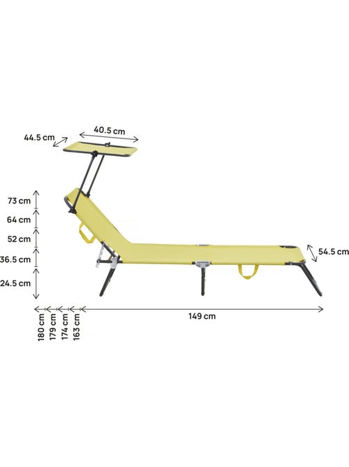 Lot de 2 bain de soleil pliable "Lazy" - Avec pare soleil - Kiabi