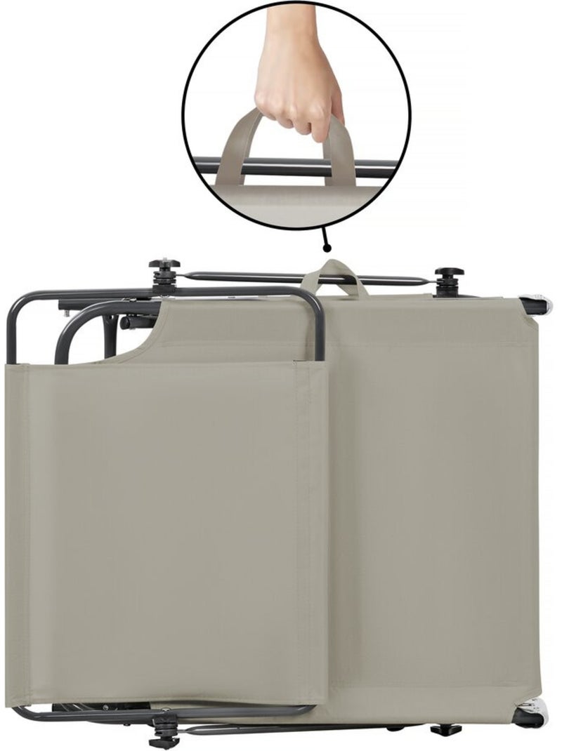 Lot de 2 bain de soleil pliable "Lazy" - Avec pare soleil Taupe - Kiabi