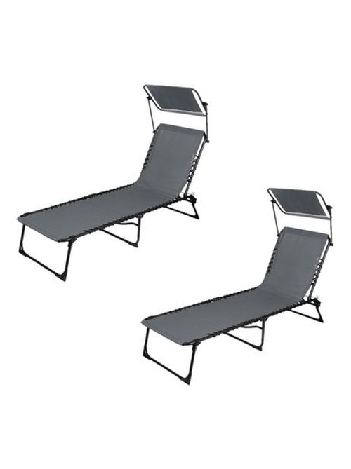 Lot de 2 bains de soleil avec coussin et pare-soleil inclinable - Kiabi Lot de 2 bains de soleil avec coussin et pare-soleil inclinable - Kiabi