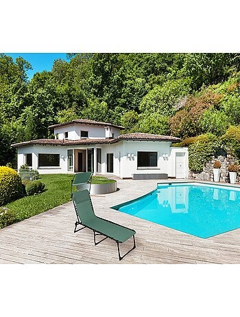 Lot de 2 bains de soleil avec coussin et pare-soleil inclinable