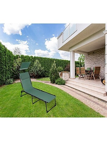 Lot de 2 bains de soleil avec coussin et pare-soleil inclinable