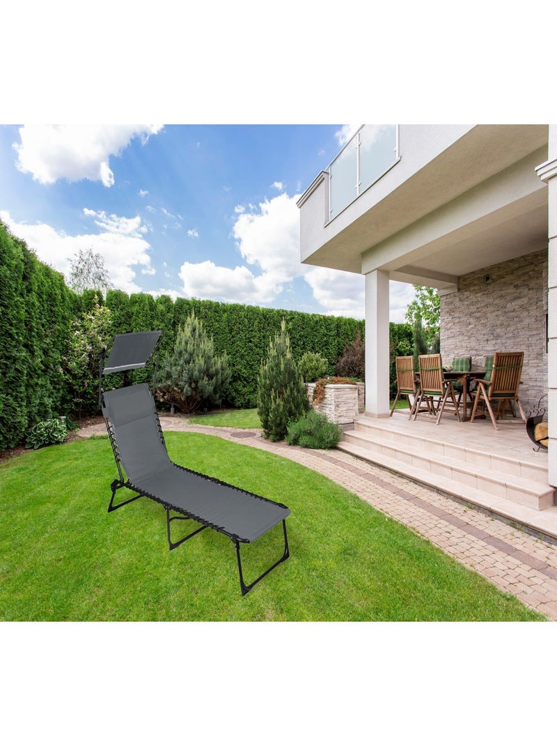 Lot de 2 bains de soleil avec parasol et coussin Gris foncé - Kiabi