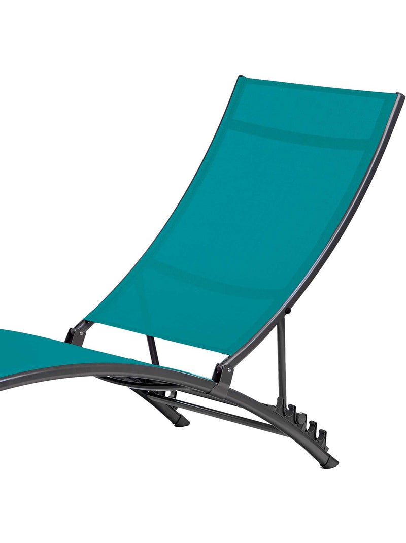 Lot de 2 Bains de soleil Bahia Bleu canard - Kiabi