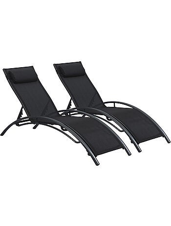 Lot de 2 bains de soleil en aluminium Beauty