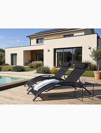 Lot de 2 bains de soleil en aluminium Beauty