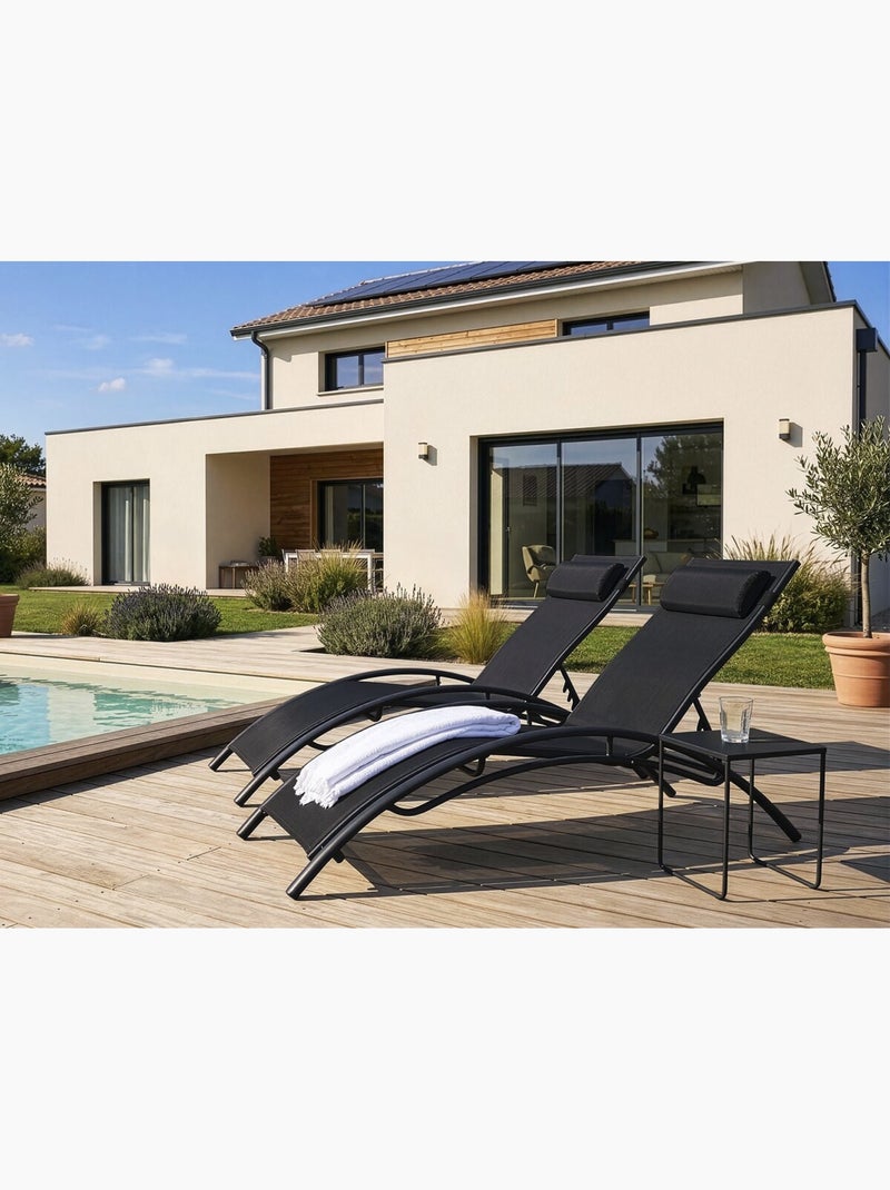 Lot de 2 bains de soleil en aluminium Beauty Noir - Kiabi