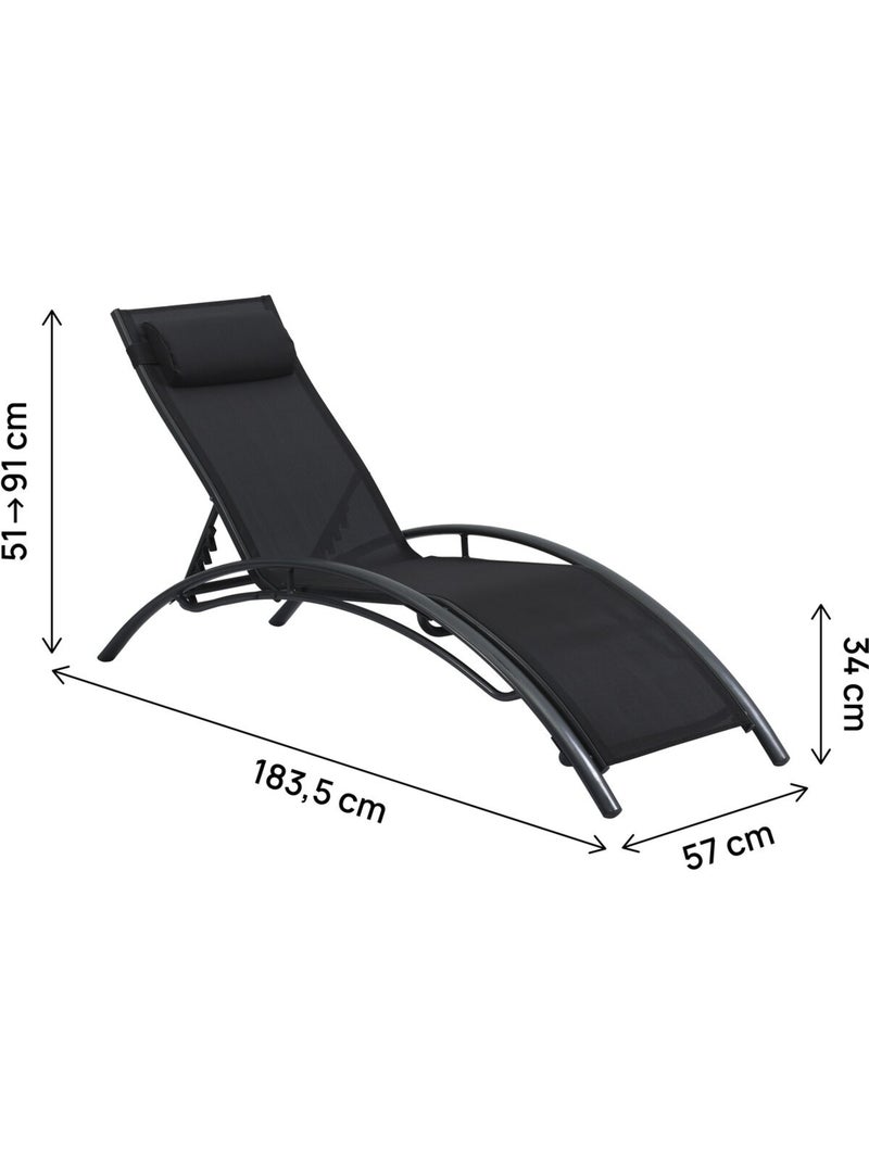 Lot de 2 bains de soleil en aluminium Beauty Noir - Kiabi