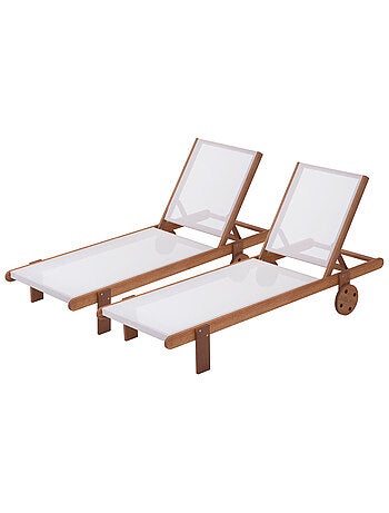 Lot de 2 bains de soleil en bois exotique
