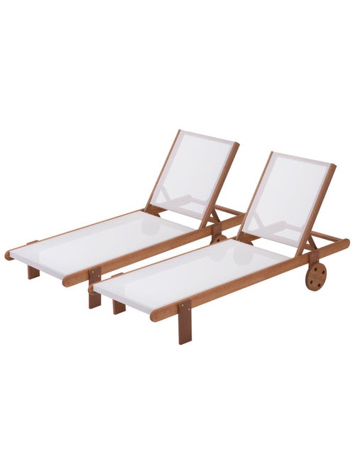 Lot de 2 bains de soleil en bois exotique - Kiabi Lot de 2 bains de soleil en bois exotique - Kiabi