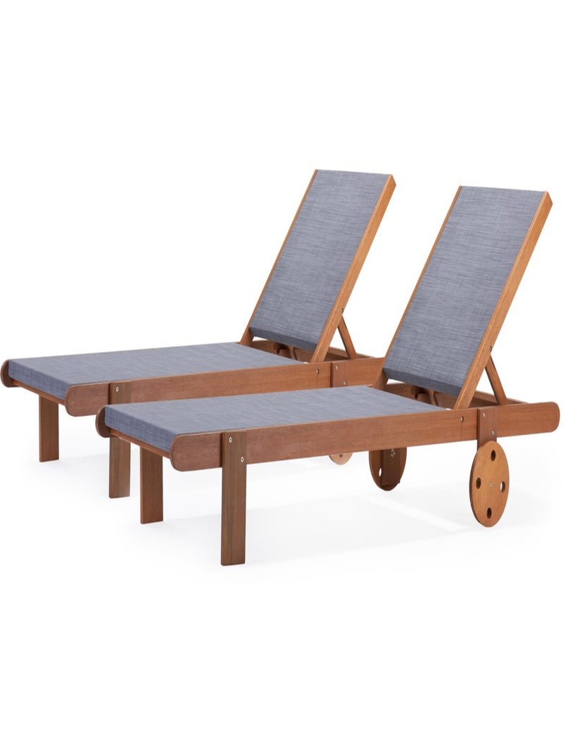 Lot de 2 bains de soleil en bois exotique "Saïgon" - Maple - Gris Gris - Kiabi