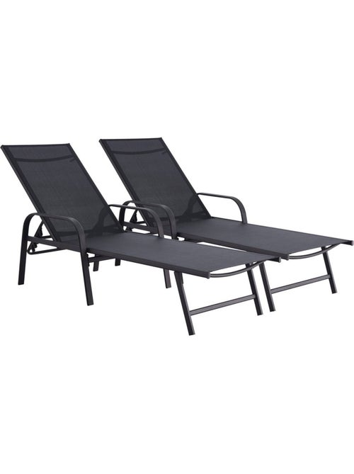 Lot de 2 Bains de soleil en métal avec accoudoirs - Kiabi Lot de 2 Bains de soleil en métal avec accoudoirs - Kiabi