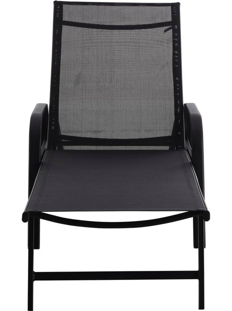 Lot de 2 Bains de soleil en métal avec accoudoirs Noir - Kiabi