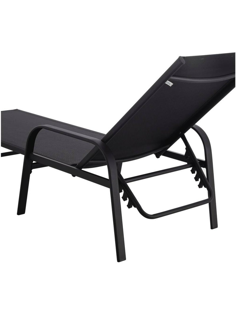 Lot de 2 Bains de soleil en métal avec accoudoirs Noir - Kiabi