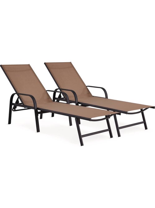 Lot de 2 Bains de soleil en métal avec accoudoirs - Kiabi Lot de 2 Bains de soleil en métal avec accoudoirs - Kiabi