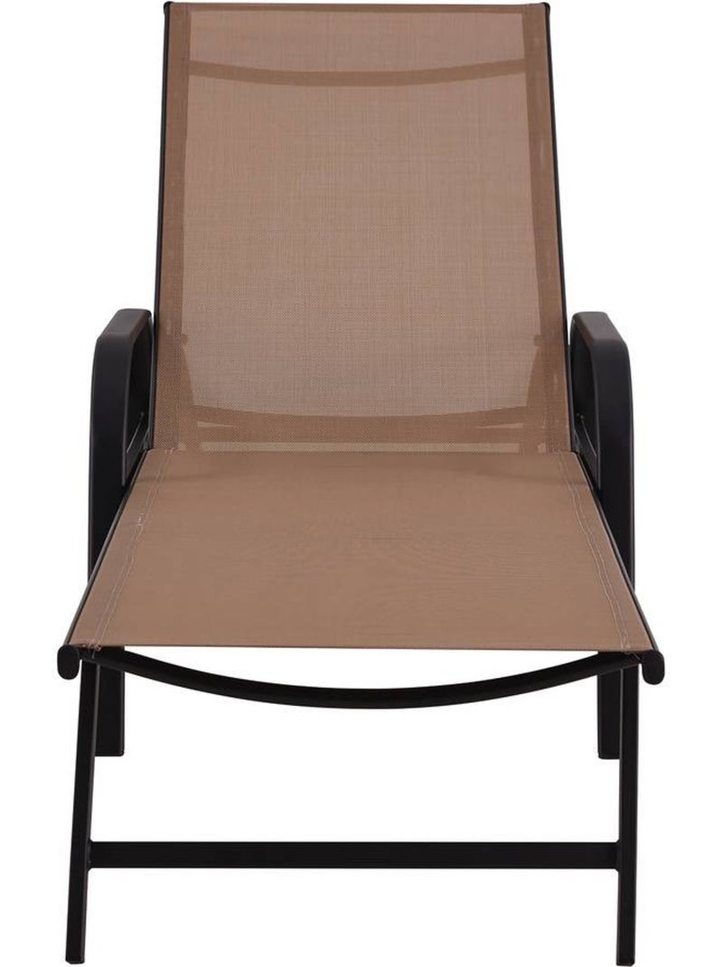 Lot de 2 Bains de soleil en métal avec accoudoirs Taupe - Kiabi