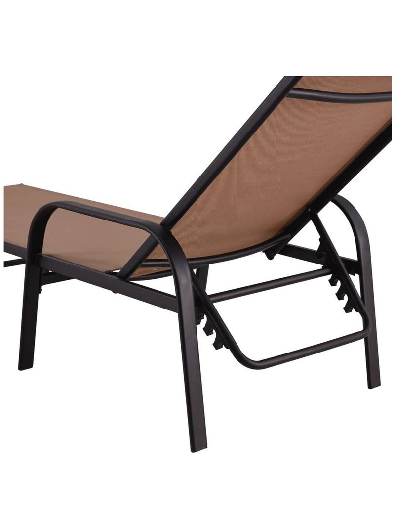 Lot de 2 Bains de soleil en métal avec accoudoirs Taupe - Kiabi