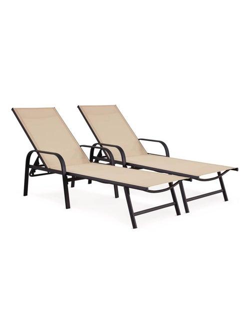 Lot de 2 Bains de soleil en métal "Farniente" - Beige - Kiabi