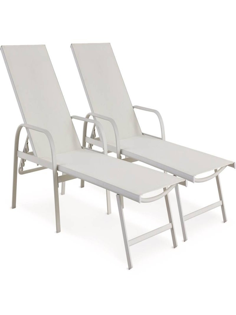 Lot de 2 Bains de soleil en métal "Farniente" - Blanc Blanc - Kiabi