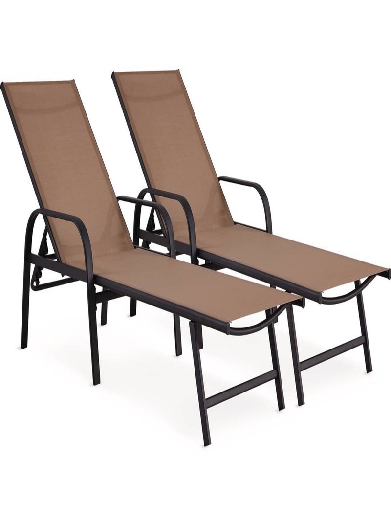 Lot de 2 Bains de soleil en métal "Farniente" - Taupe Taupe - Kiabi