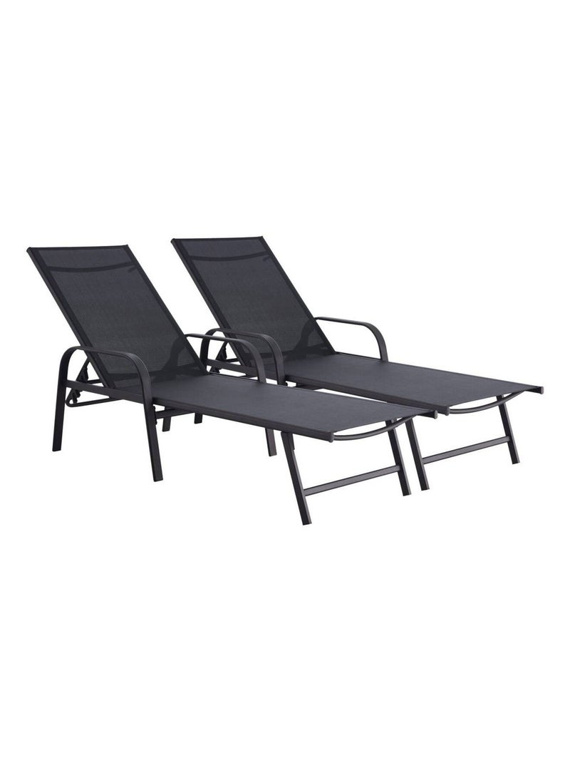 Lot de 2 Bains de soleil en métal Noir - Kiabi