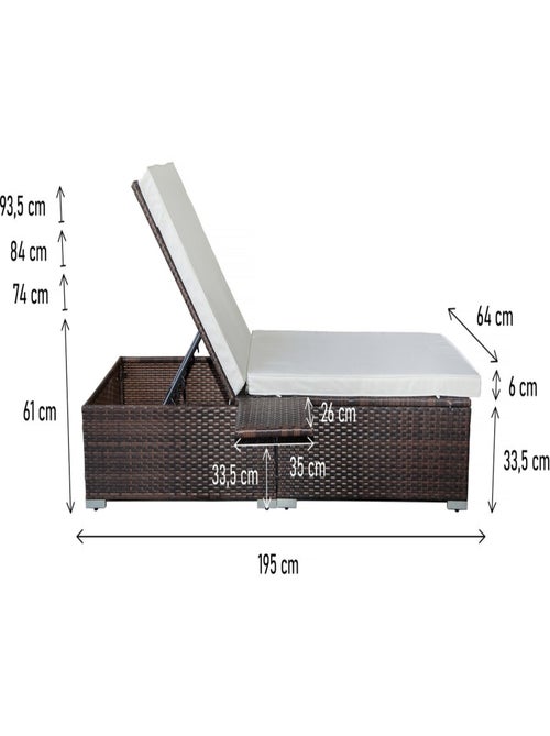 Lot de 2 bains de soleil en résine tressée avec coussins - Kiabi