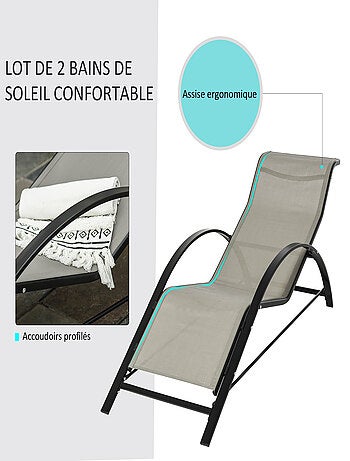 Lot de 2 bains de soleil