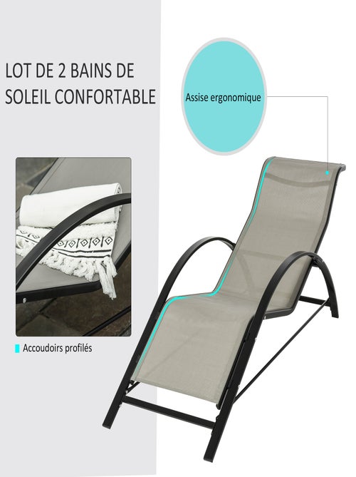 Lot de 2 bains de soleil - Kiabi
