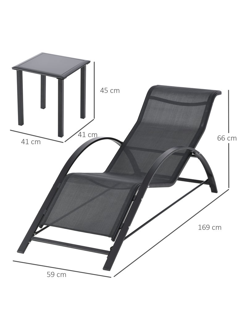 Lot de 2 bains de soleil Noir - Kiabi