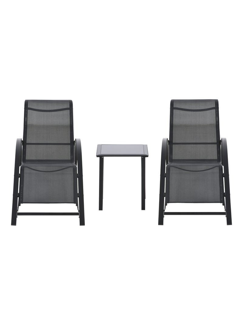 Lot de 2 bains de soleil Noir - Kiabi