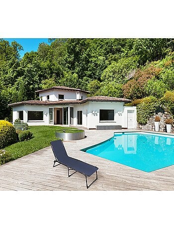 Lot de 2 bains de soleil pliables en acier et textilène