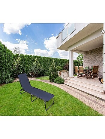 Lot de 2 bains de soleil pliables en acier et textilène