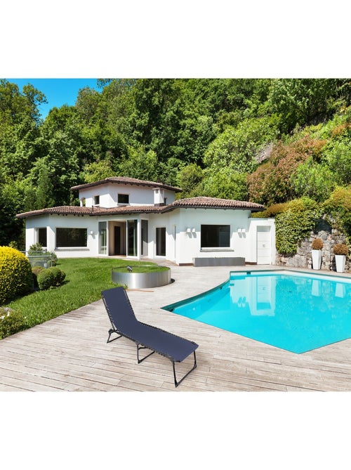 Lot de 2 bains de soleil pliables en acier et textilène - Kiabi