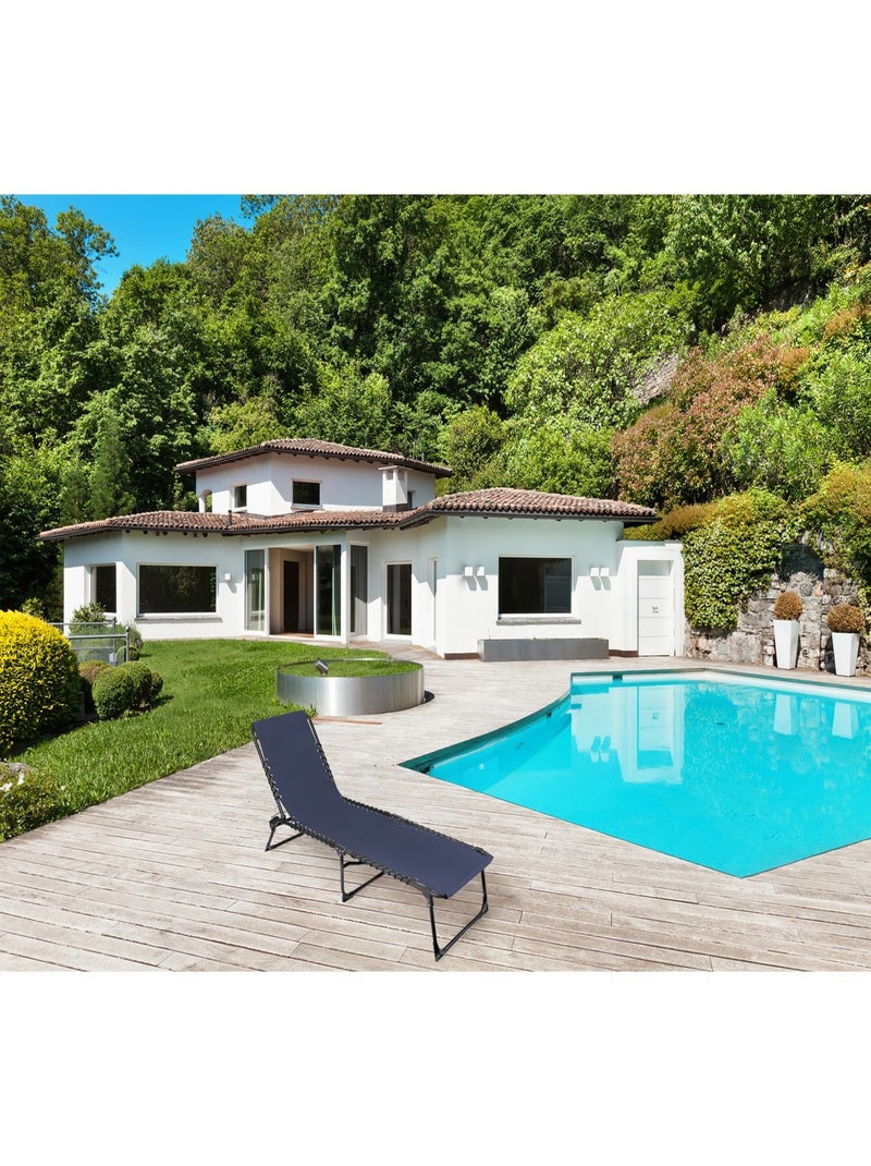 Lot de 2 bains de soleil pliables en acier et textilène Bleu - Kiabi
