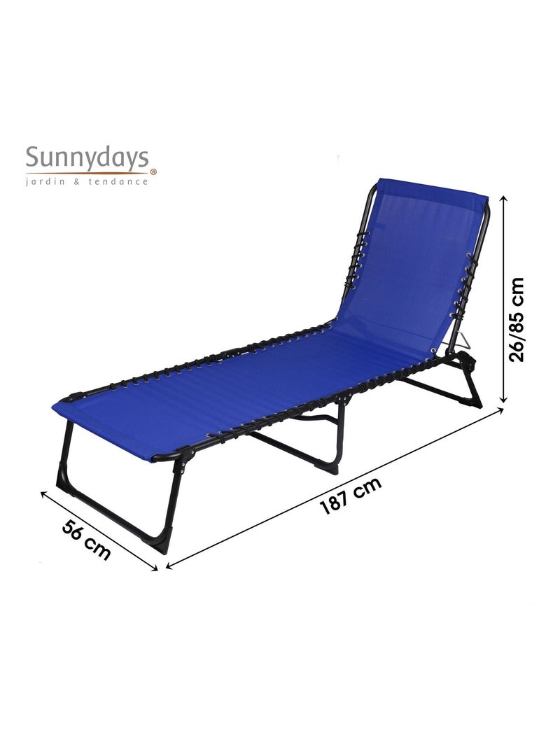 Lot de 2 bains de soleil pliables en acier et textilène Bleu - Kiabi