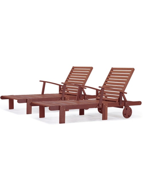 Lot de 2 bains de soleil pliant en bois exotique - Kiabi Lot de 2 bains de soleil pliant en bois exotique - Kiabi