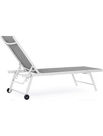 Lot de 2 bains de soleil textilène aluminium