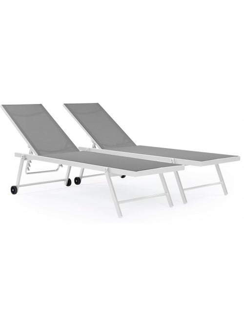 Lot de 2 bains de soleil textilène aluminium - Kiabi