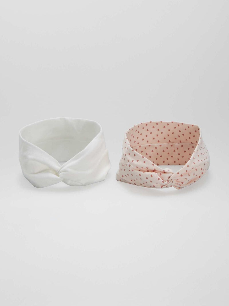 Lot de 2 bandeaux croisés en maille Rose/blanc - Kiabi