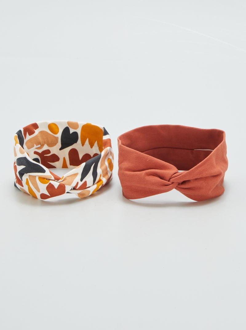 Lot de 2 bandeaux en jersey Terracotta - Kiabi
