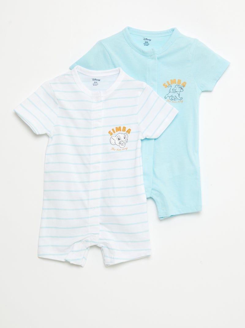 Lot de 2 barboteuses à manches courtes 'Disney' Bleu clair - Kiabi