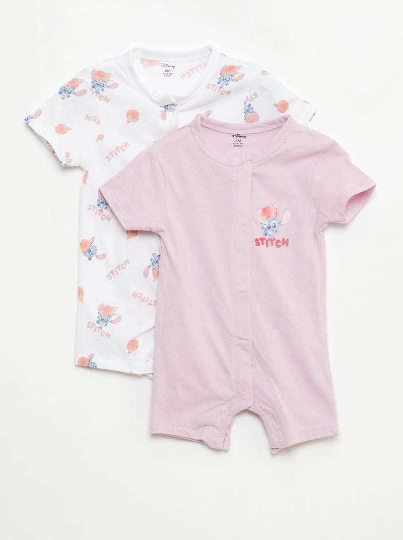 Lot de 2 barboteuses à manches courtes 'Disney' Rose - Kiabi