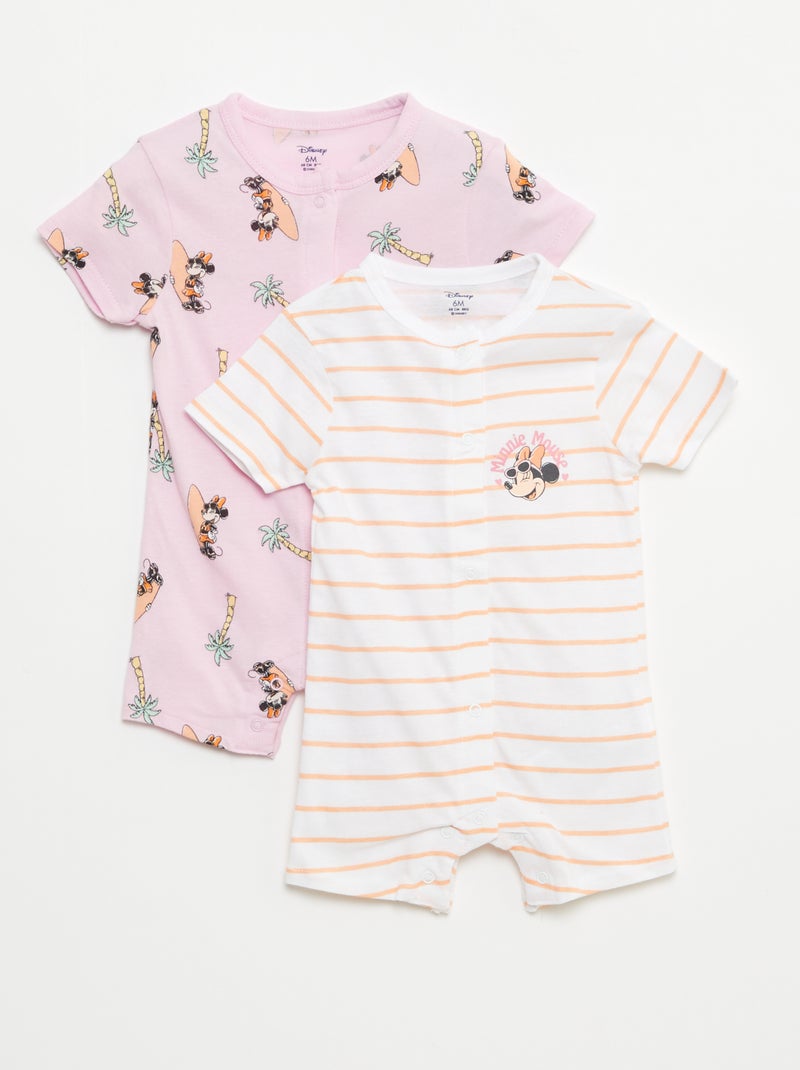 Lot de 2 barboteuses à manches courtes 'Disney' Rose - Kiabi