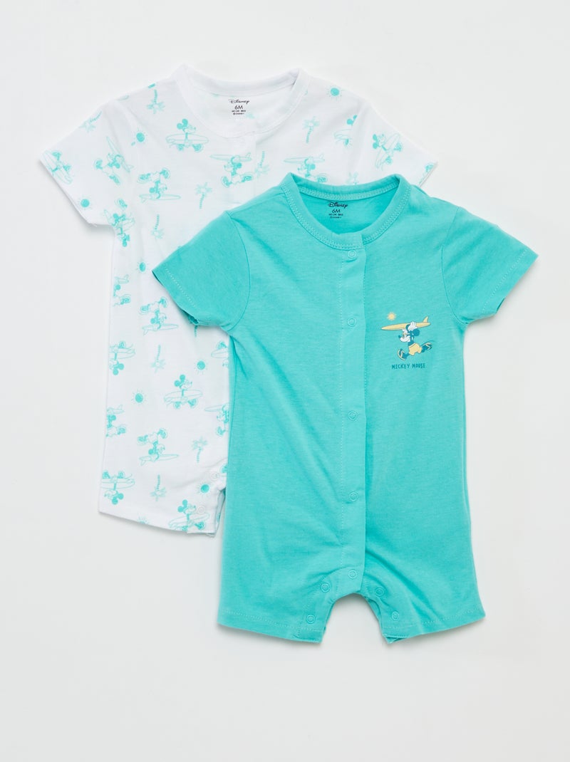 Lot de 2 barboteuses à manches courtes 'Disney' Turquoise - Kiabi