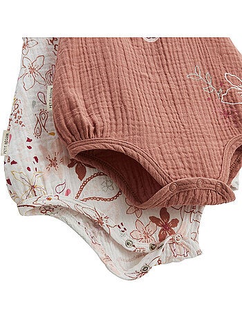 Lot de 2 barboteuses bloomer bébé en gaze de coton Arizona