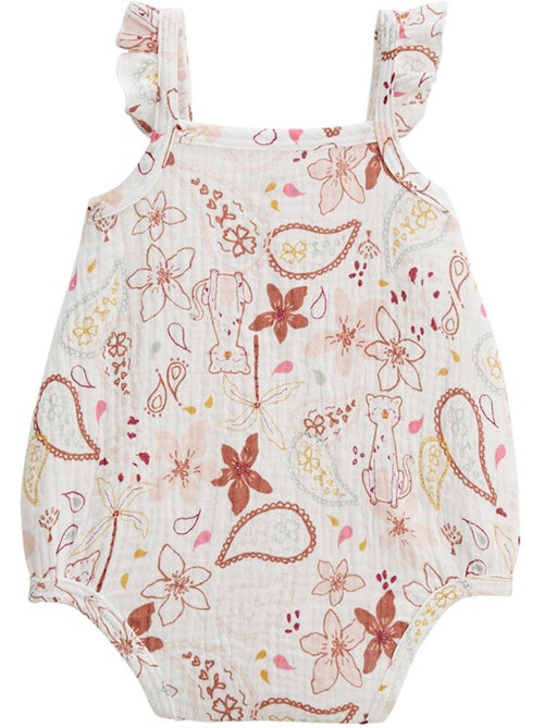 Lot de 2 barboteuses bloomer bébé en gaze de coton Arizona - Kiabi