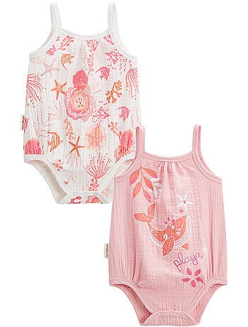 Lot de 2 barboteuses bloomer bébé en gaze de coton Bahamas