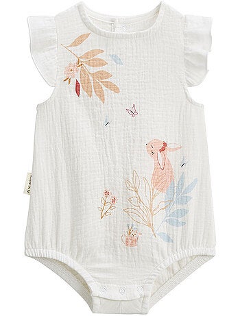 Lot de 2 barboteuses bloomer bébé en gaze de coton Praline