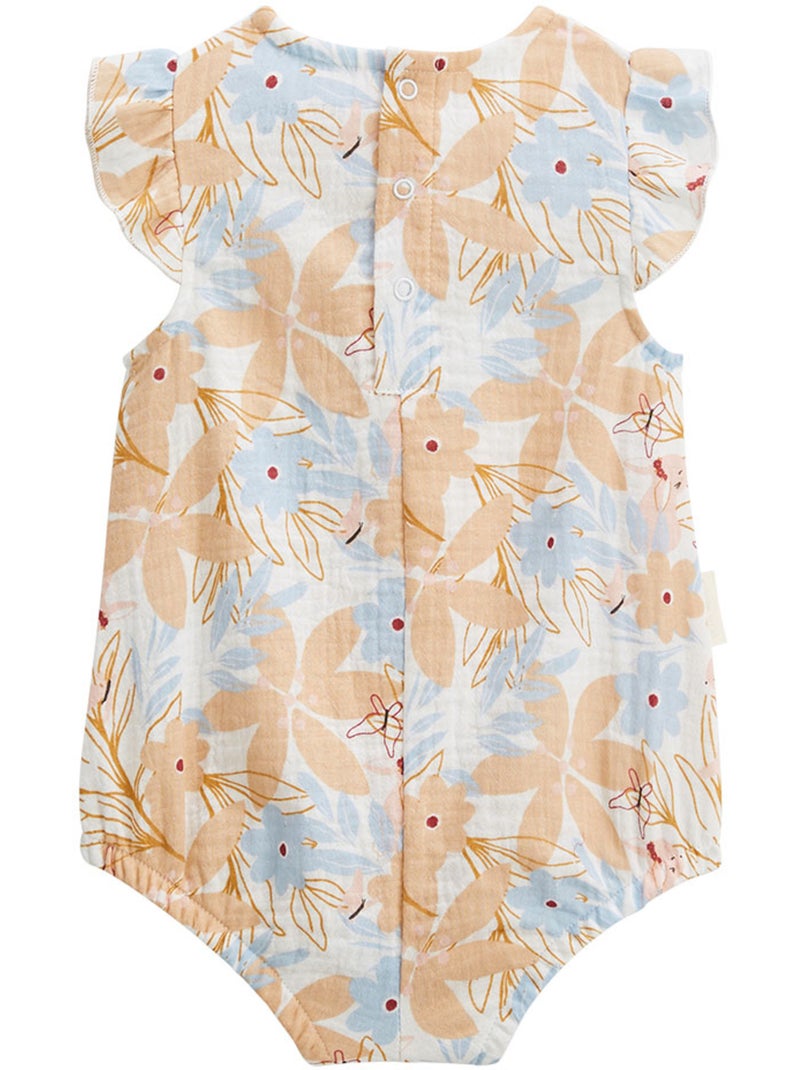 Lot de 2 barboteuses bloomer bébé en gaze de coton Praline Ecru - Kiabi