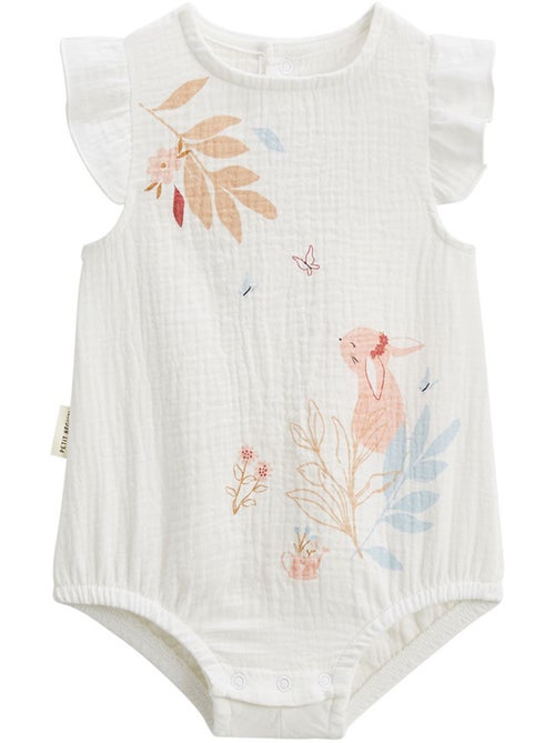 Lot de 2 barboteuses bloomer bébé en gaze de coton Praline - Kiabi